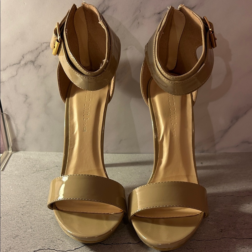 Wild Diva Tan Ankle Strap Heels